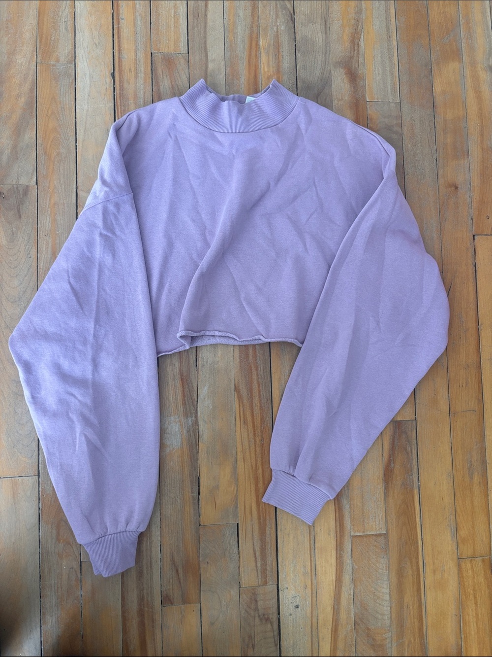 Divided Lavender Cropped Mock-Neck Sweatshirt